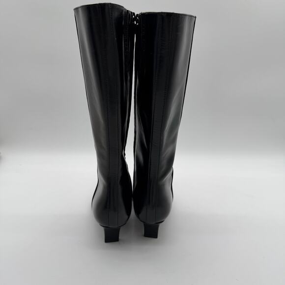 Jeffrey Campbell Intrepid Black Kitten Heel Size Zip Square Toe Tall Boots 8.5 - Picture 6 of 8